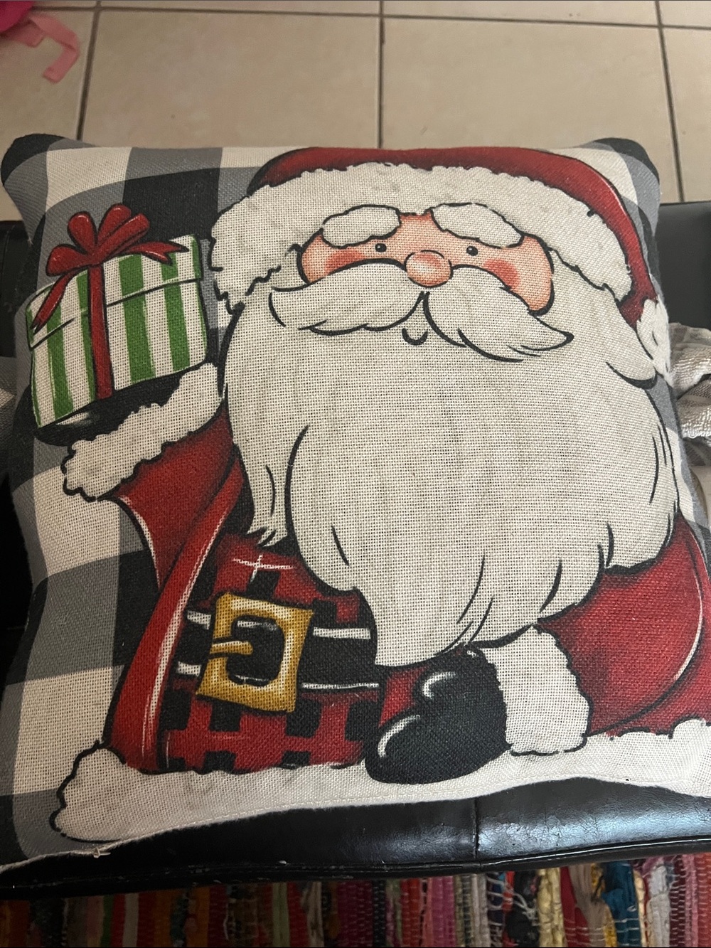 Holiday Santa Throw Pillow - Red & White Festive Accent